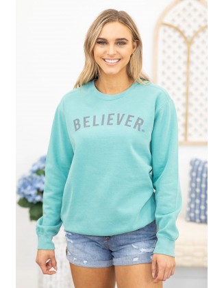 Believer Sweatshirt in Blue Green