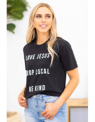 Love Jesus Graphic Tee in Black